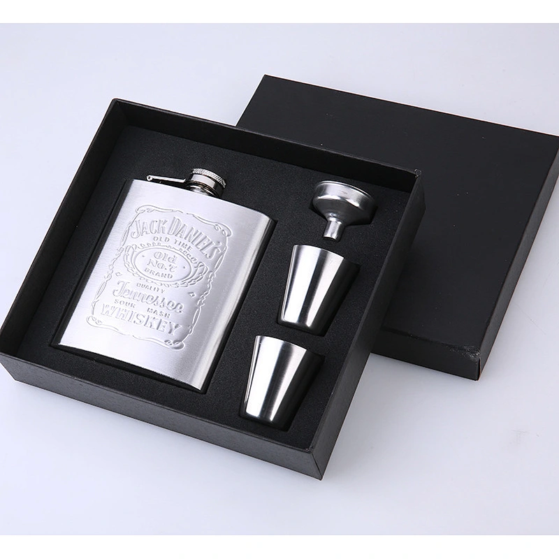 Portable Stainless Steel Hip Flask with Cups  Funnel Cup Travel 7 oz Custom Logos  Promotional Gifts