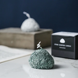 Custom Smokeless 3 oz Stone Shaped Ice Flower Scented Candle Aromatherapy Fragrance Home Decoration Gift Box Scented Candle
