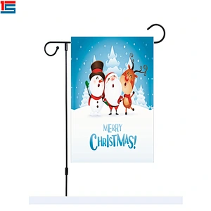 Hot sell high quality Double Sided printing Polyester seasonal Merry Christmas garden flags