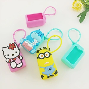 Custom hand sanitizer holder keychain children's cartoon  hand sanitizer dispenser silicone case reusable silicone case