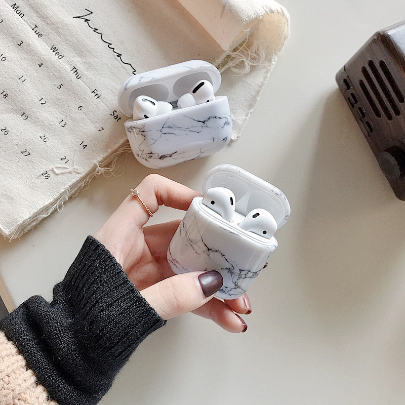 Plastic Protect Case Luxury Marble Conch Shell Earphone Headphone Case for Airpods 2 TWS Cover