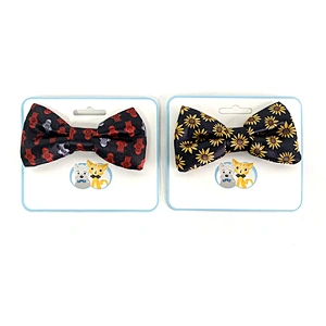 Custom OEM Sublimation printing Classical Handmade Pet Dog Bowtie for small medium  dogs pattern Dog Bowtie