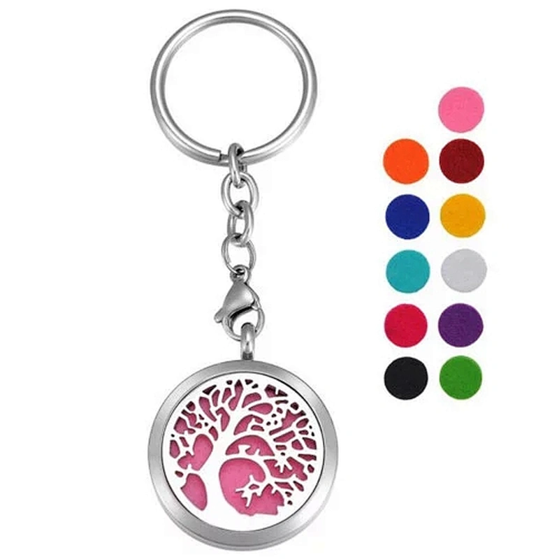 Fashion Stainless Steel Aromatherapy Keychain Hot Sale  Keychain Wholesale OEM Essential Oil Diffuser Gift