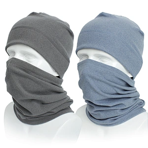 Custom popular logo printed promotional  fleece neck warmer scarf whit hat set outdoors sport scarf