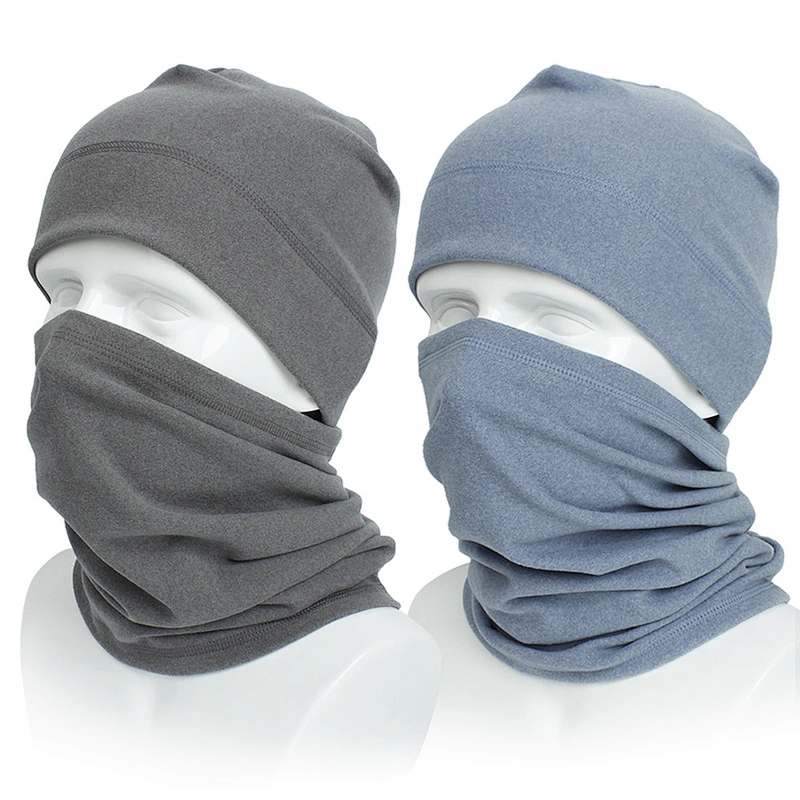 Custom popular logo printed promotional  fleece neck warmer scarf whit hat set outdoors sport scarf