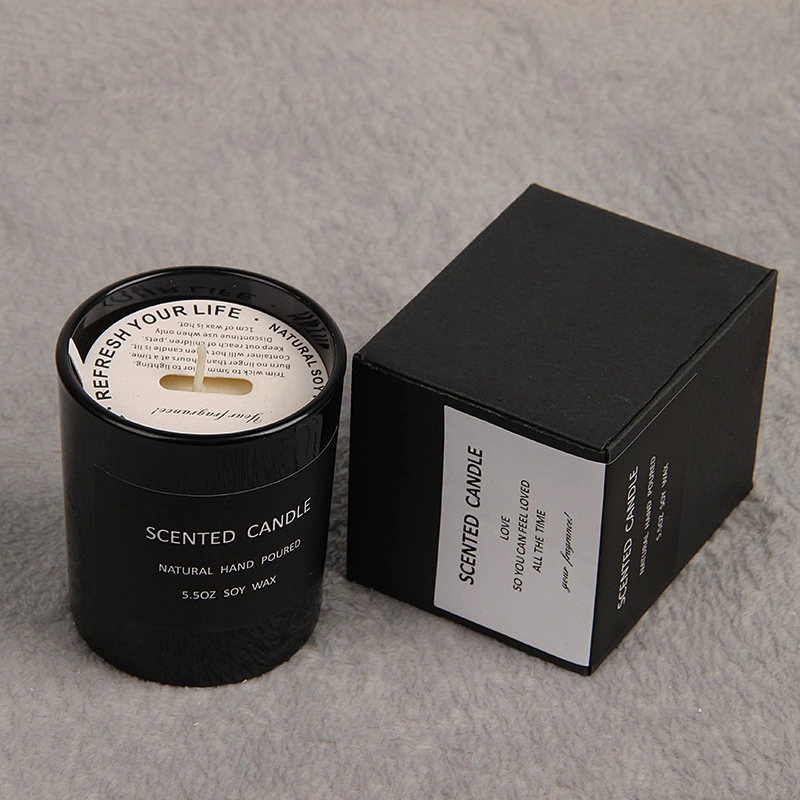 Custom Luxury  personalized private label Black Matte Glass soy wax aromatherapy glass jar scented candle