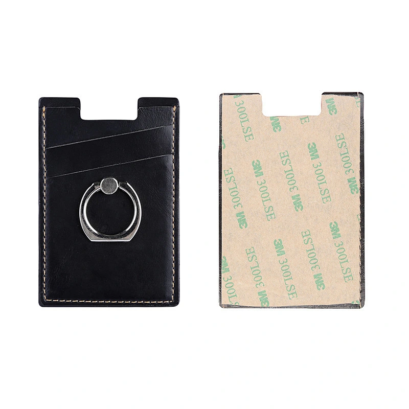 Self adhesive credit card holder Cell Phone Finger Ring Holder Smartphone Rotation Mobile card Ring Holder Pu  Fashion Custom