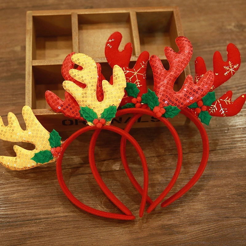 New design christmas party decoration cute antler christmas headband high quality christmas  decoration headband