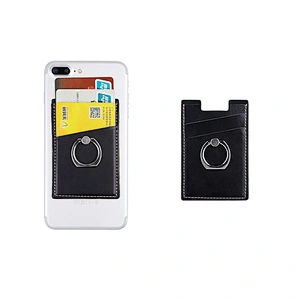 Self adhesive credit card holder Cell Phone Finger Ring Holder Smartphone Rotation Mobile card Ring Holder Pu  Fashion Custom
