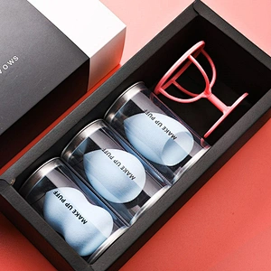 Fashion Hot Sale custom logo Makeup Sponges 3pcs/set Trends Beauty face Makeup Sponges  with Sponge Holder