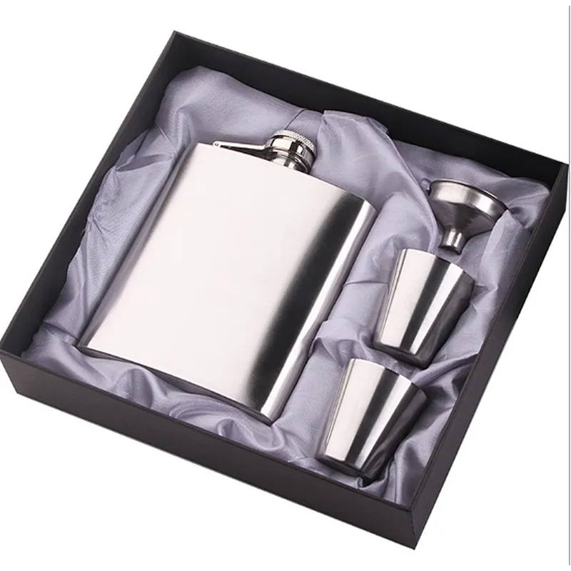Portable Stainless Steel Hip Flask with Cups  Funnel Cup Travel 7 oz Custom Logos  Promotional Gifts