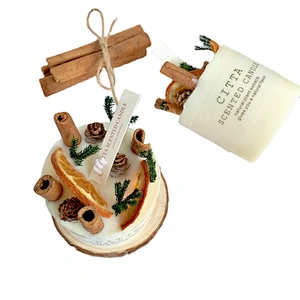 Fashion popular Custom Creative Gifts aroma candles high quality tray glass cover aroma dried flower candles