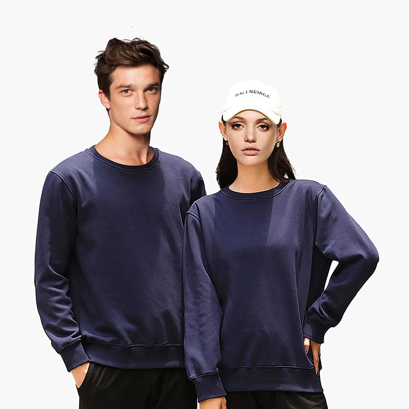 Wholesale fashion spring autumn 100% cotton round neck casual long sleeve sweater Adults unisex for customized logo