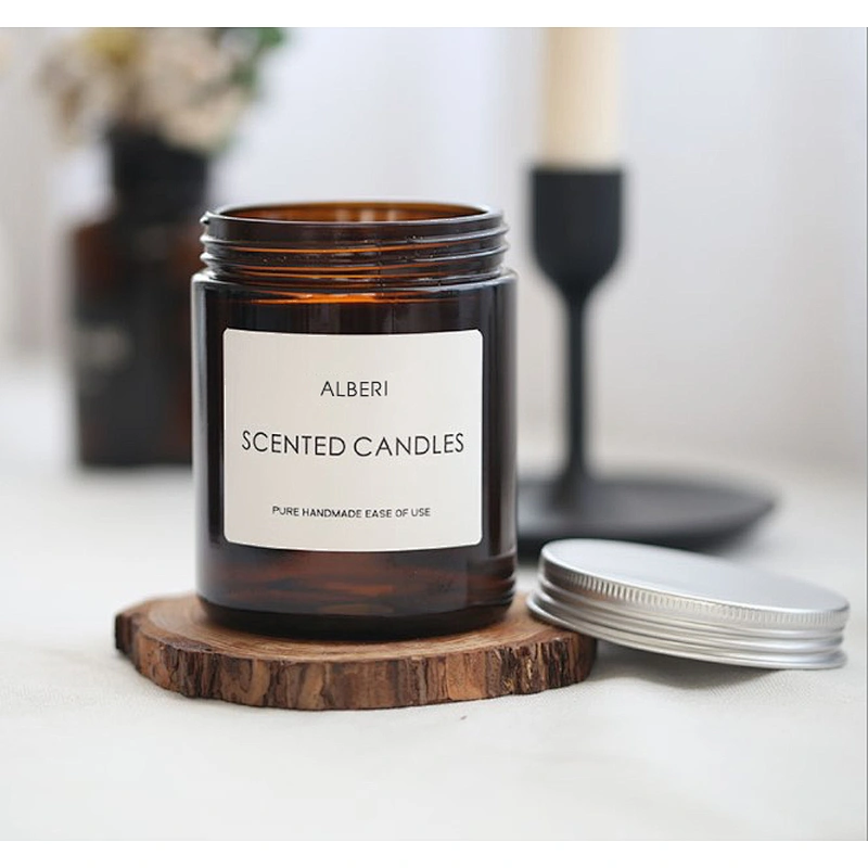 High quality Wholesale Amber Round Empty Decoration Glass Candle Jars Aromatherapy Containers Candles jar
