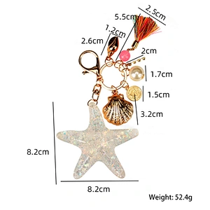 Wholesale high quality fashion custom logo starfish shape key ring shell tassel style car key chain