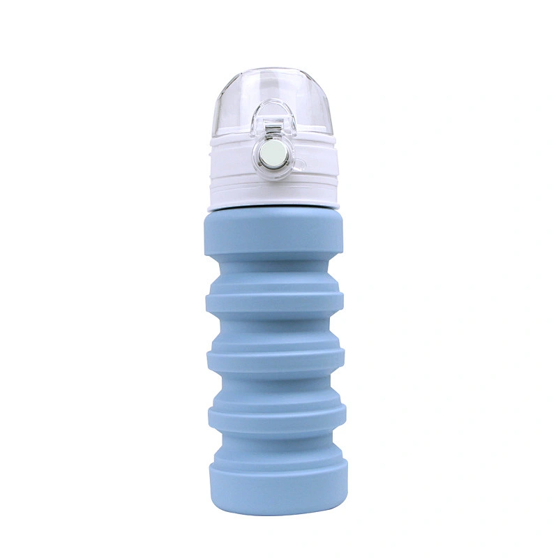 Promotional 500ml foldable bottle Food grade BPA free for travel gym camping hiking portable Leak Proof siliocne water bottle