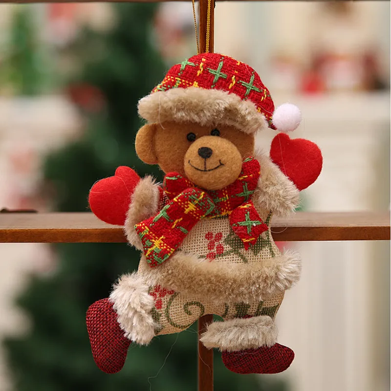 custom Little doll dancing old man snowman deer bear cloth art puppet small hanging decorations Christmas tree accessories