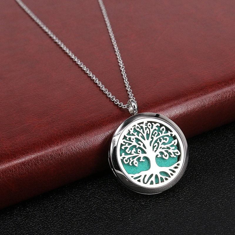 Tree of life essential oil pendant necklace aromatherapy diffuser necklace locket pendant  engraved words