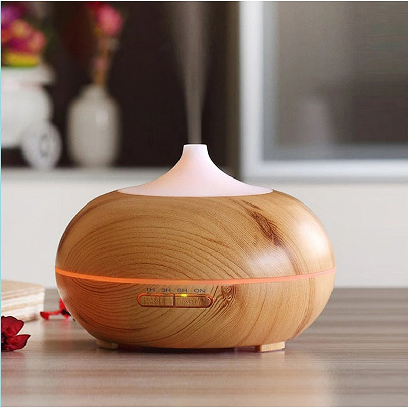 Custom logo mute design essential oil  wood grain aromatherapy diffuser LED 150ml Romantic Night Light ultrasonic diffusers