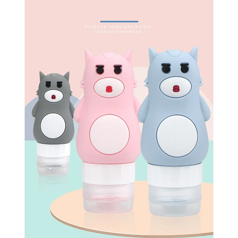 New 3D 80ml multi-color Cartoon outdoor portable soft silicone cosmetics lotions hand sanitizer split bottle