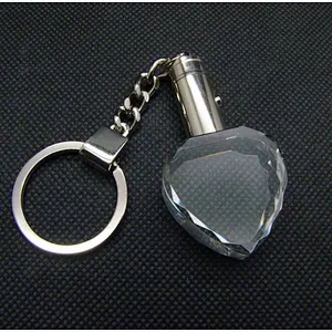 Top Grade Gift Engraving  Custom Shape Led Crystal keychain Heart Shaped Wedding /Party Gift  Keychain