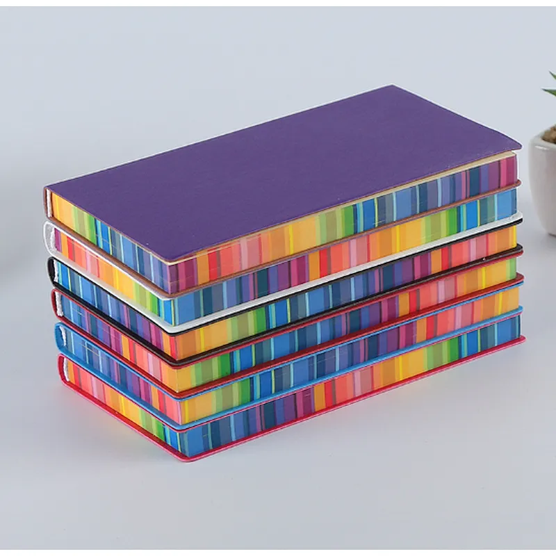 Soft PU Cover Customized Stamped Logo A5 A6 Creative Rainbow Edge Multi-color Promotional notebooks