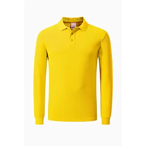 High Quality Custom promotion Men  Polo shirt 100% Cotton Button Front Long Sleeve Polo Shirt