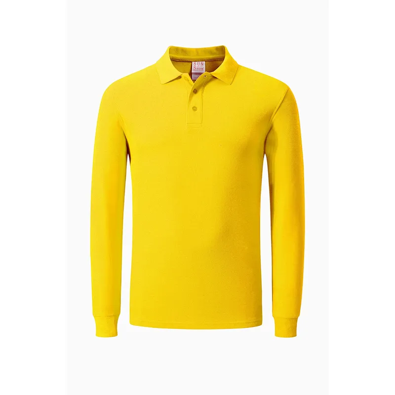 High Quality Custom promotion Men  Polo shirt 100% Cotton Button Front Long Sleeve Polo Shirt