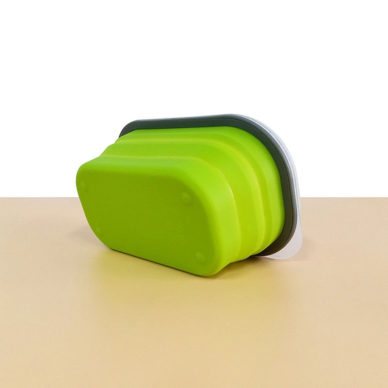Hot Selling Food Grade BPA Free Single Cup Silicone Food Storage Container Collapsible Plastic  Spoon Lunch Bento Box