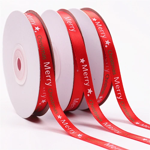 Wholesale high quality Custom logo silk screen printing Christmas celebrate ribbons