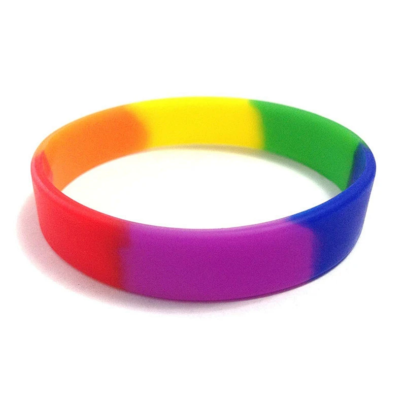 High Quality personalized Mixed Colours  Rainbow Pride Silicone Bracelet LCBT Friendship Band Silicone Wristband