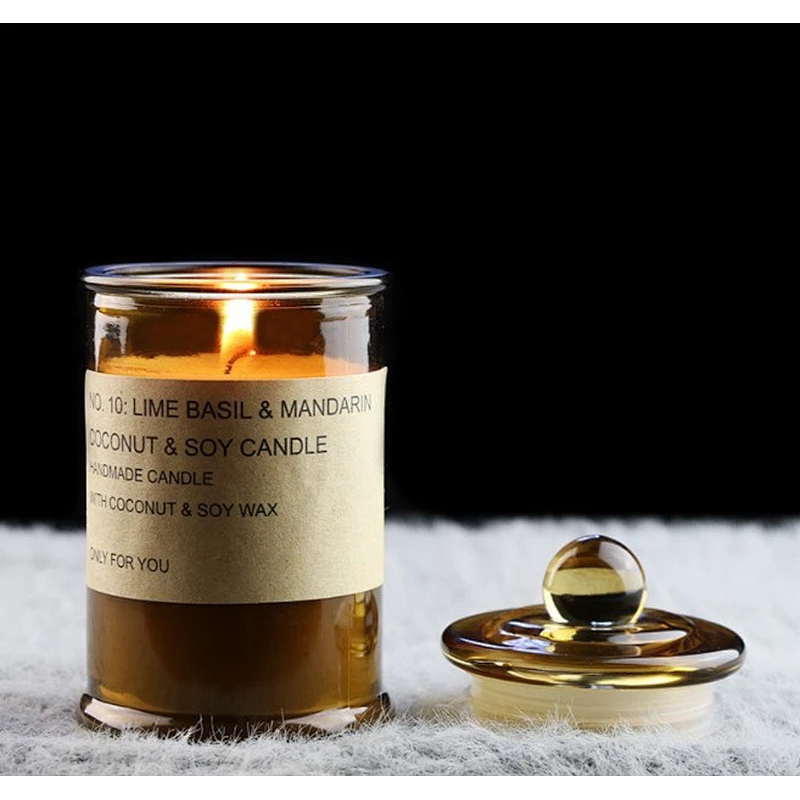wholesale Luxury Amber Glass Scented Candle jar  custom logo wedding party Decoration candle jars
