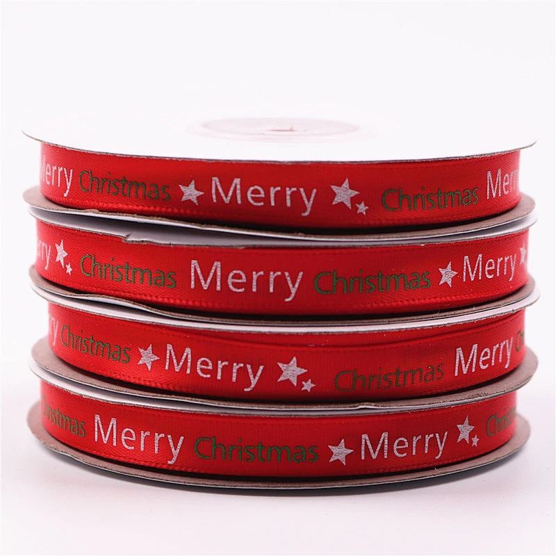 High Quality 	 luxury Custom Logo printed gift wrap ribbon christmas celebrate color ribbon