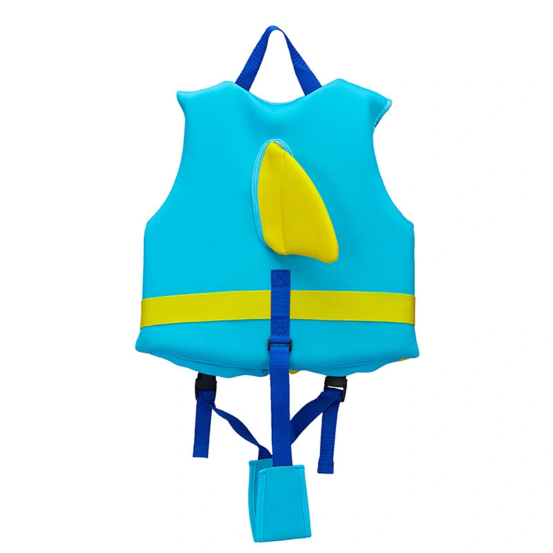 Promotional Children's swimming life jacket SBR customized LOGO double-span safety buoyancy vest with fin protection