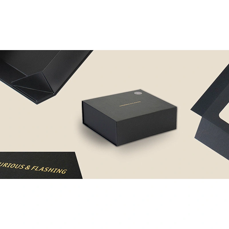 Custom High quality logo gift premium black gift box  fold cardboard  magnetic closure gift box