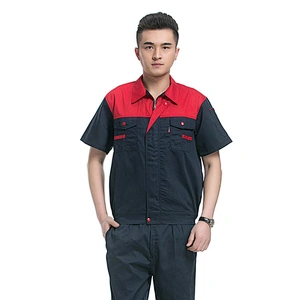 Hot sell  custom Short Sleeve Cotton workshop Supermarket advertising working out clothes set