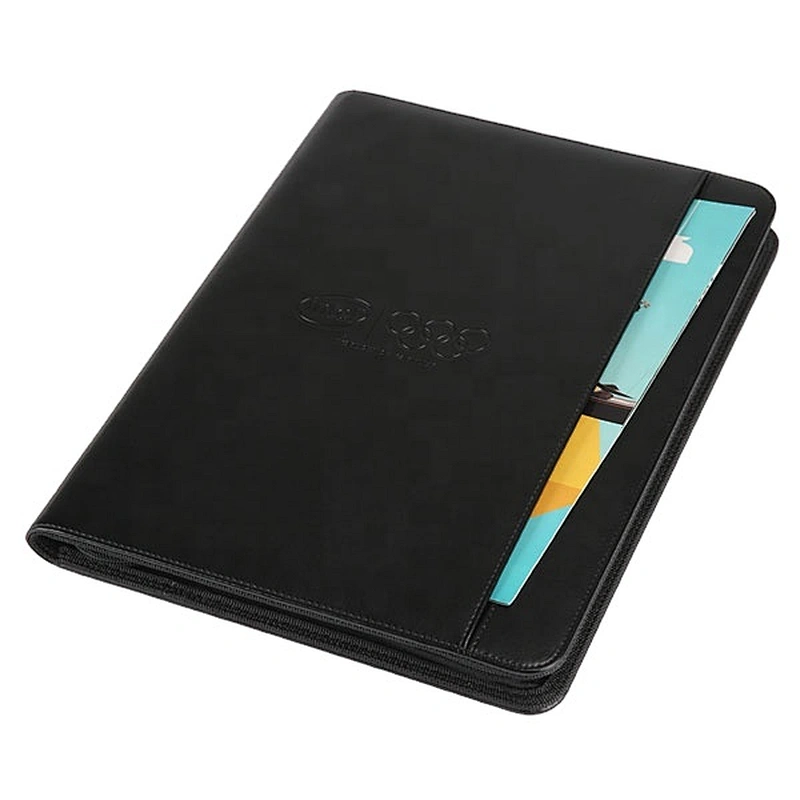 Custom luxury logo  Business Briefcase promotion gift File Folder Portfolio a4 Leather hardcover File Folder