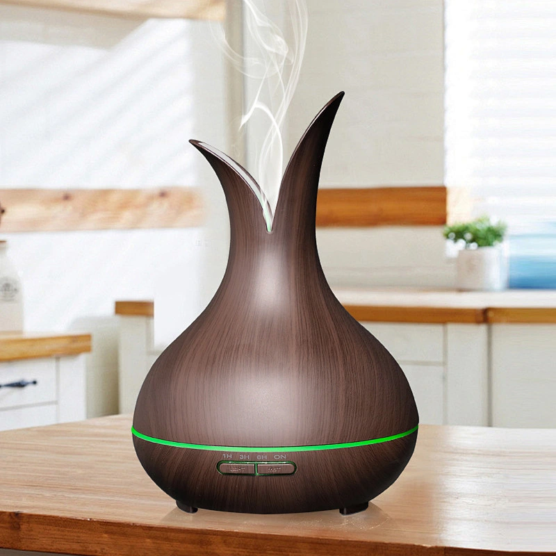 modern wood grain humidifiers with timer cute large capacity essential oil aroma diffuser color changing auto shut off