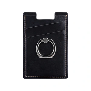 Promotional gifts custom logo PU leather RFID Blocking phone case credit card holder with 360 Degree Rotating ring kickstand