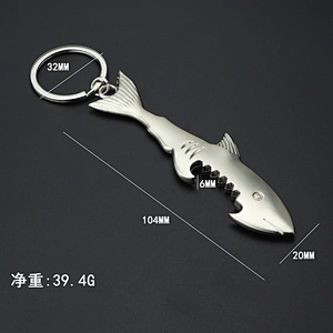 Hot Sale Multi-functional Mini Shark Shaped Metal Key Chain Promotional Gift Bottle Opener Key Chains