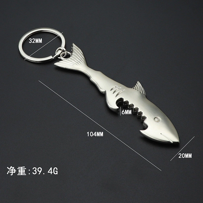 Hot Sale Multi-functional Mini Shark Shaped Metal Key Chain Promotional Gift Bottle Opener Key Chains