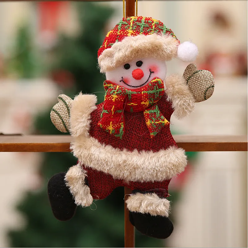 custom Little doll dancing old man snowman deer bear cloth art puppet small hanging decorations Christmas tree accessories