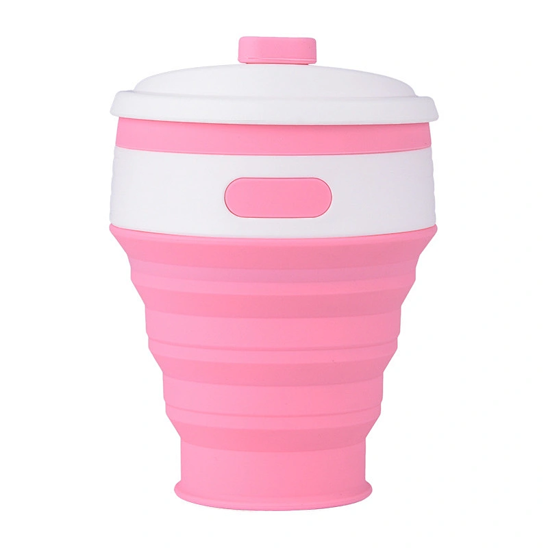 Custom brand Temperature Resistance Eco-friendly Foldable silicone Coffee Cups Reusable food grade Silicone tumbler with lid