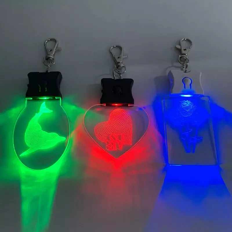 Fashion high-quality Promotion Gift custom logo Crystal LED  Key chains Wedding Gift