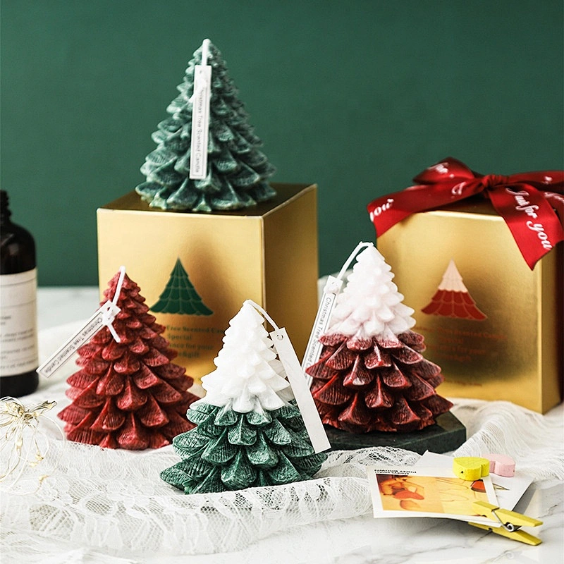 Wholesale fashionable custom luxury handmade aroma candles Christmas tree home decoration