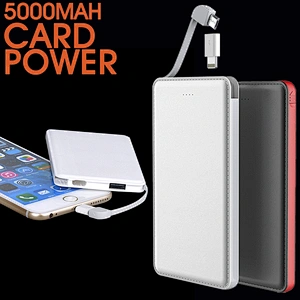 High quality 2 in 1  power bank charger Leathering 5000mah power bank portable Ultra Slim  mobile power bank