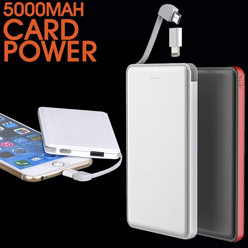 High quality 2 in 1  power bank charger Leathering 5000mah power bank portable Ultra Slim  mobile power bank