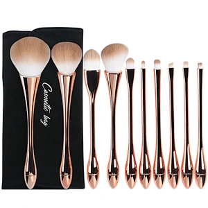 Portable Hot sale custom logo professional makeup pink brush set 10 piece packaging bag makeup beauty brushes