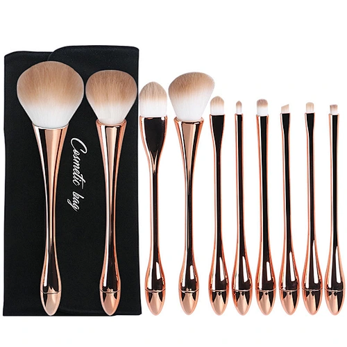 Portable Hot sale custom logo professional makeup pink brush set 10 piece packaging bag makeup beauty brushes
