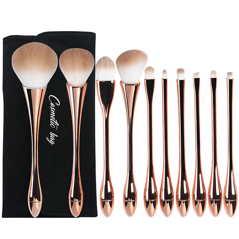 Portable Hot sale custom logo professional makeup pink brush set 10 piece packaging bag makeup beauty brushes